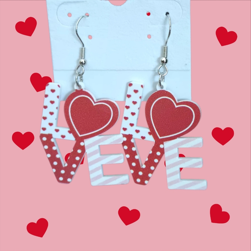 LOVE Dangle Earrings - Picture 2 of 3